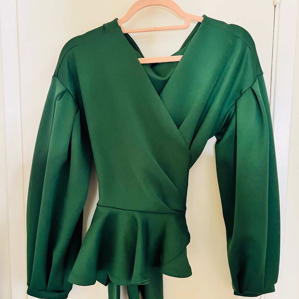 Elegant Green Wrap Top